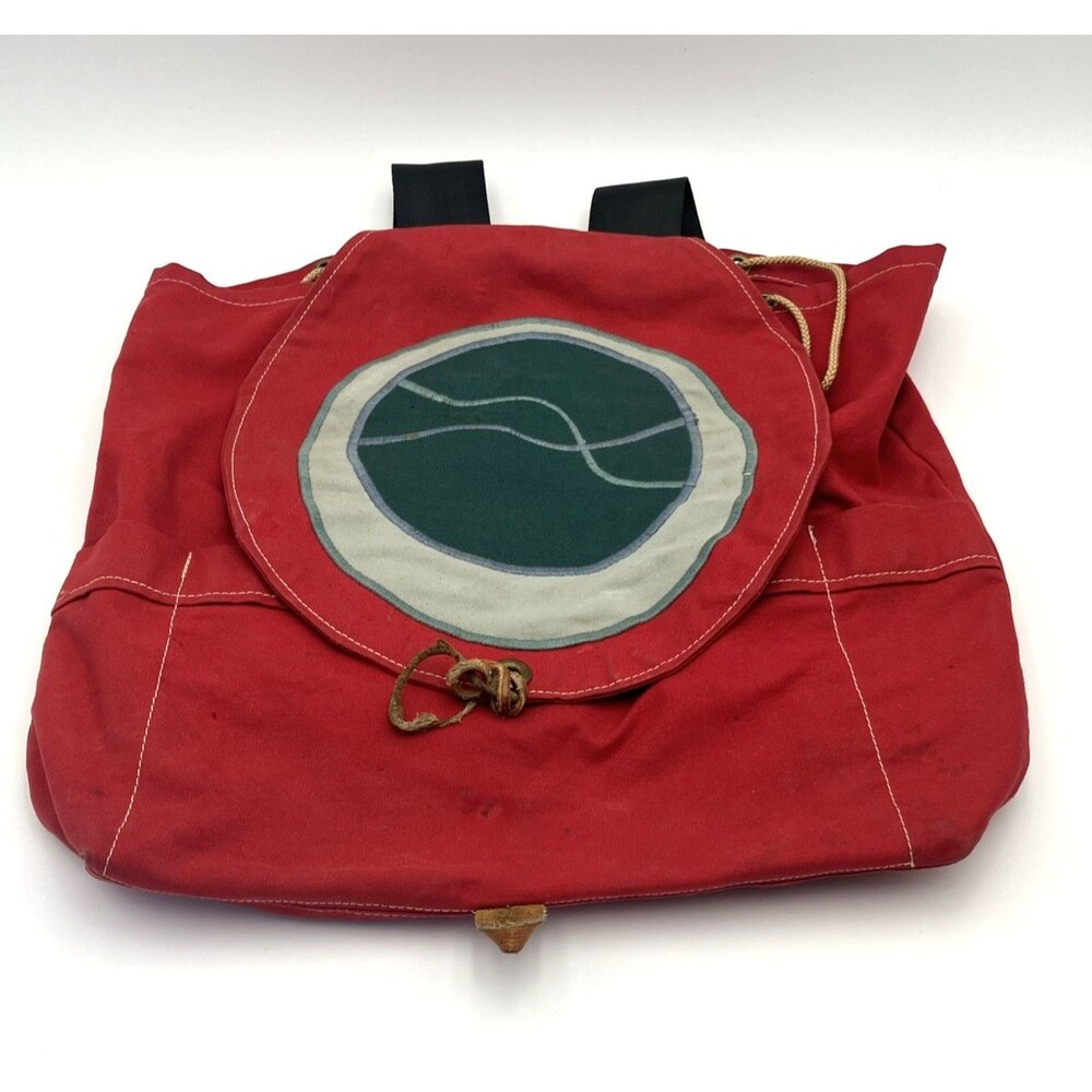 Vintage Jugglebags Artisan Backpack Red Canvas Boho Festival Bag